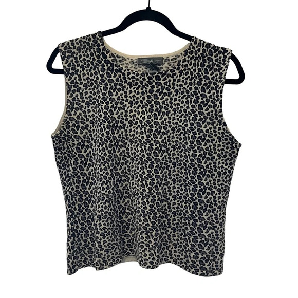 Vintage‎ SML Design leopard print cotton sleeveless sweater top size M - Picture 1 of 6